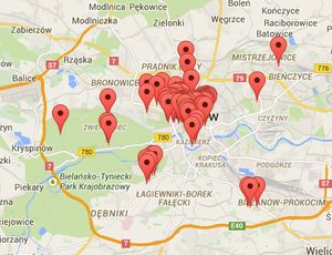 Budynki uniwersyteckie na mapie Krakowa